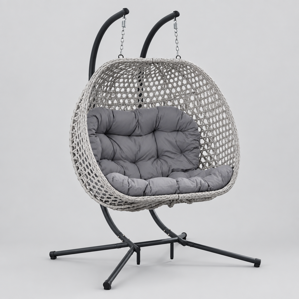 Grand fauteuil suspendu finition gris foncé et argent | Capri Mazurea