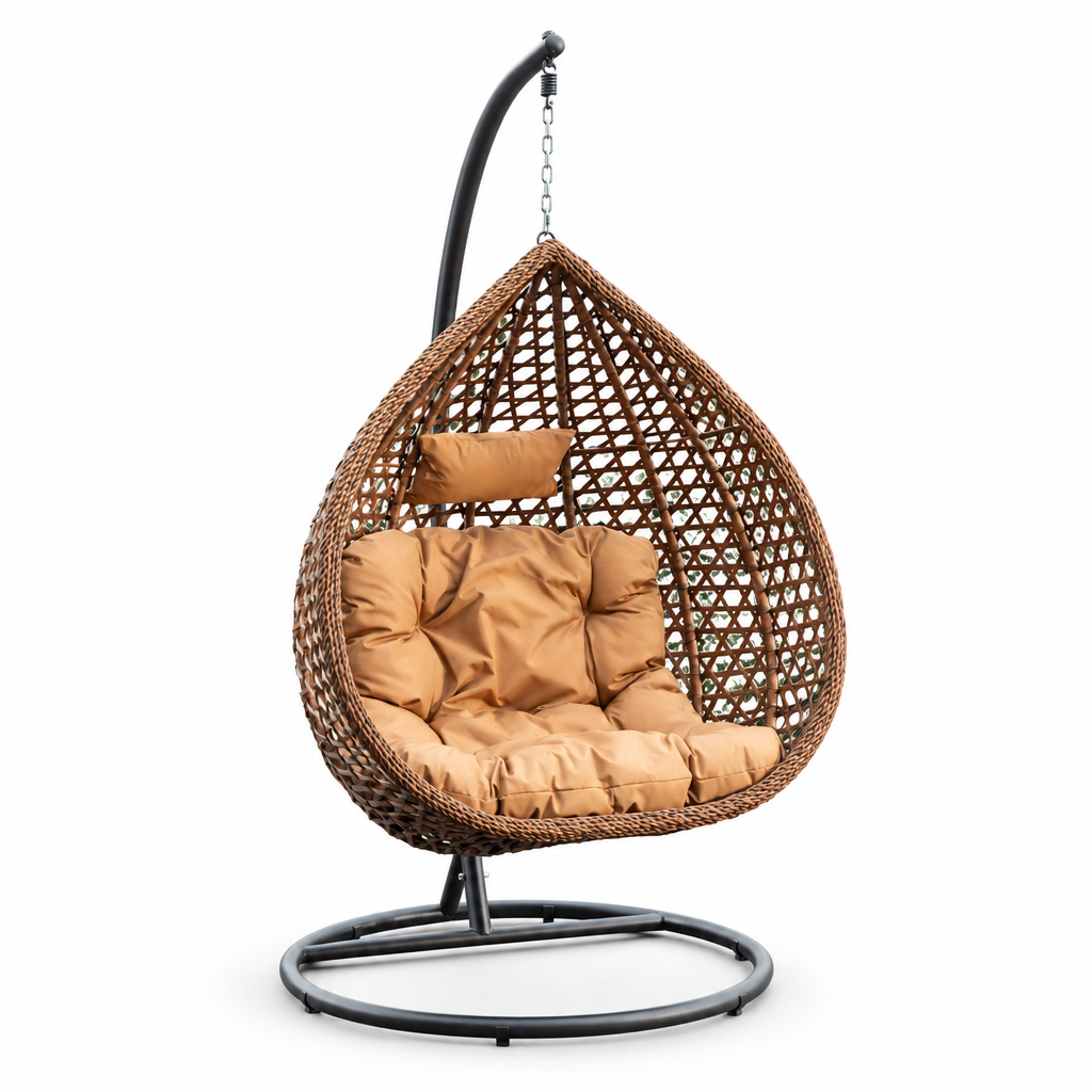 Fauteuil suspendu finition marron clair et marron | Bali Mazurea