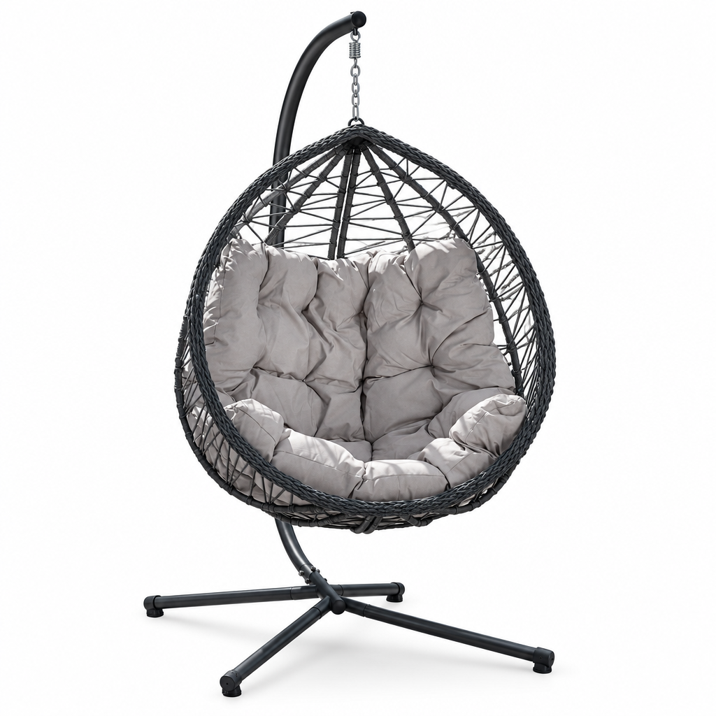Fauteuil suspendu finition naturelle argent et gris | Capri Mazurea