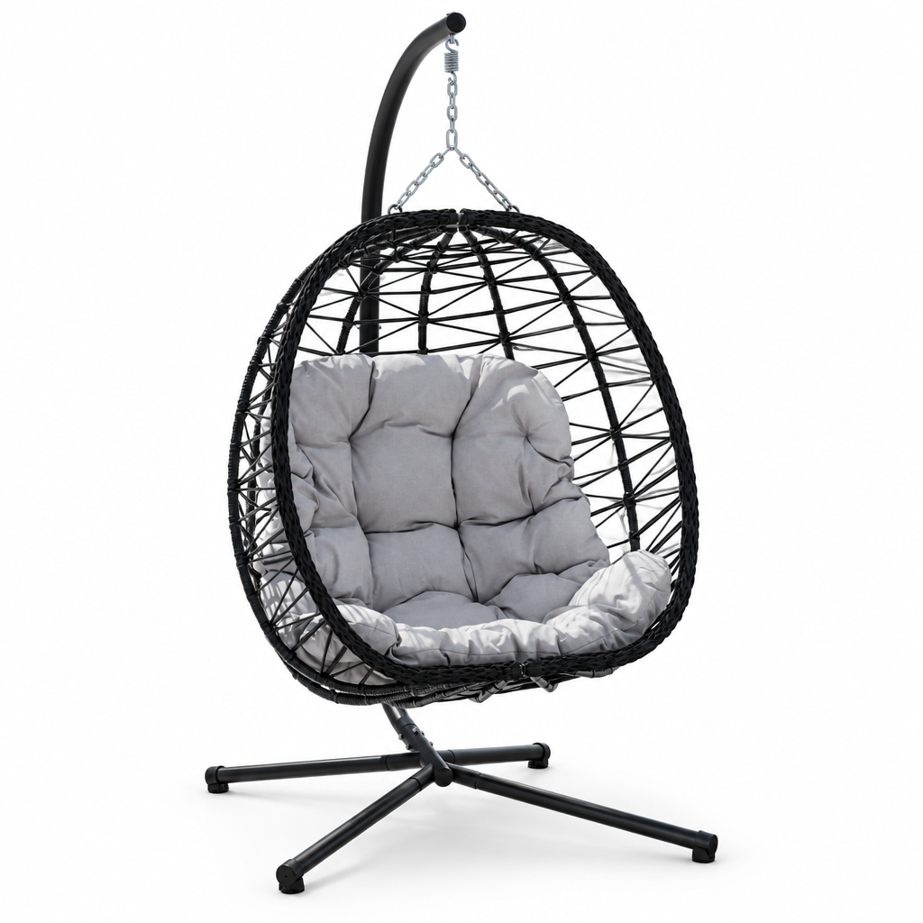 Fauteuil suspendu finition naturelle argent et noir | Capri Mazurea