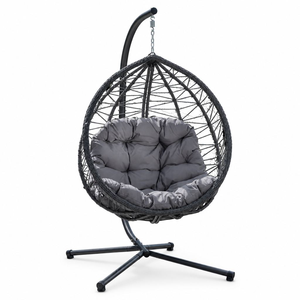 Fauteuil suspendu finition naturelle gris foncé et gris | Capri Mazurea