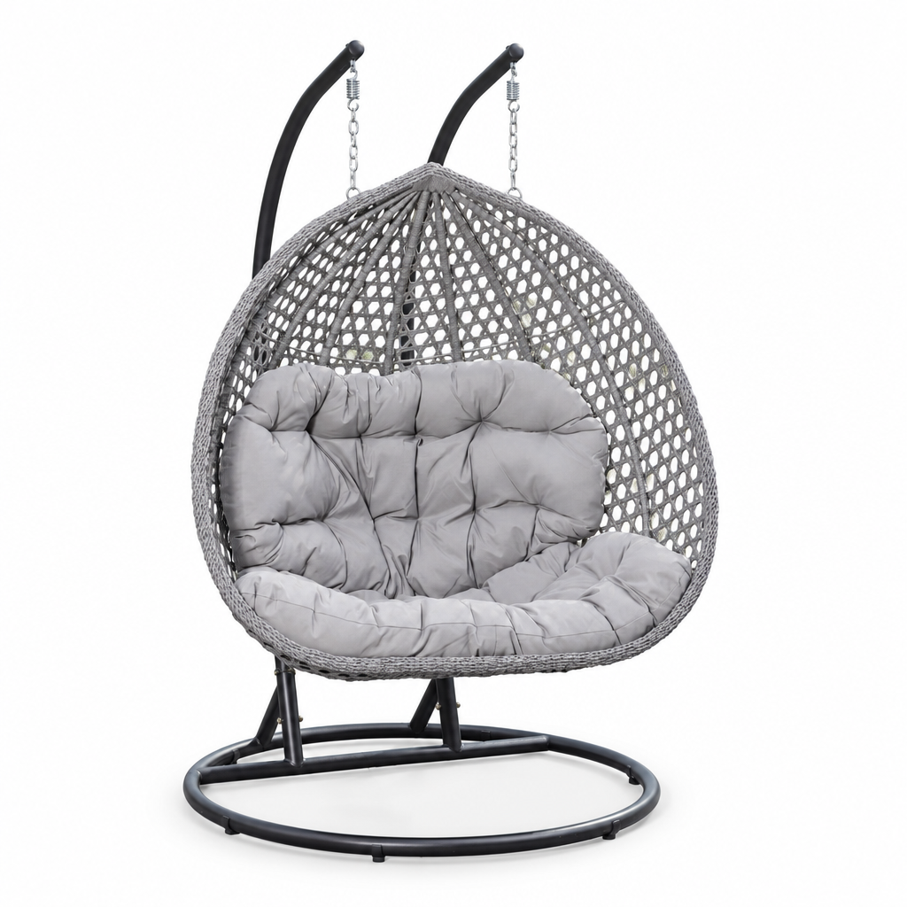 Grand fauteuil suspendu finition argent et gris | Bali Mazurea