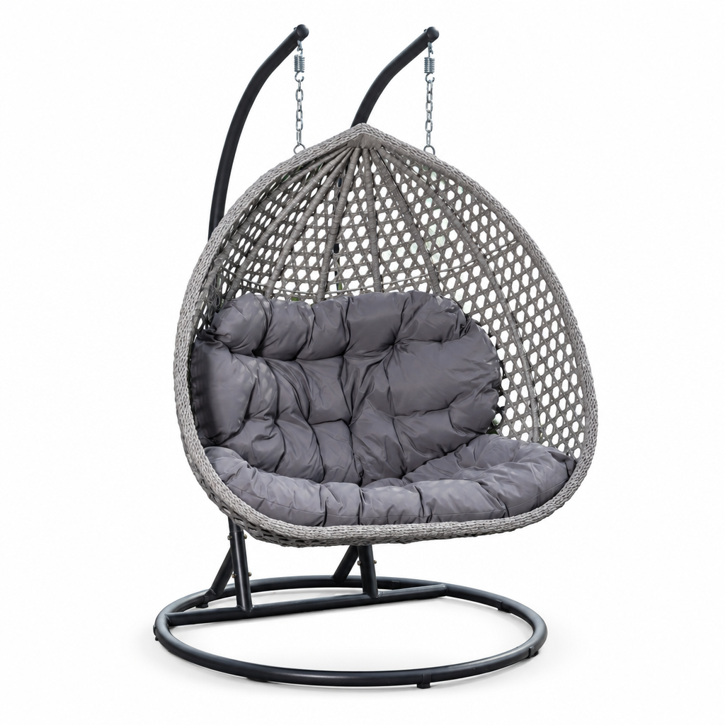 Grand fauteuil suspendu finition gris foncé et gris | Bali Mazurea