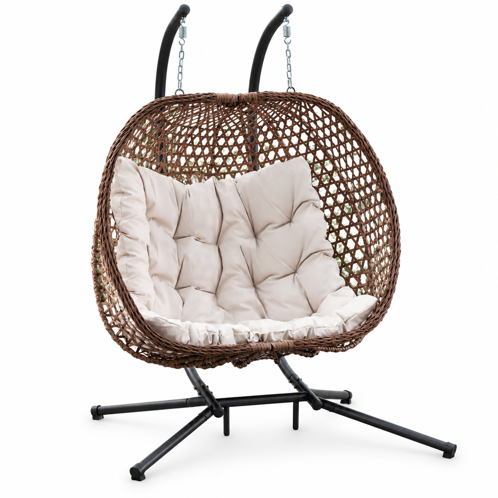Grand fauteuil suspendu finition crème et marron | Capri Mazurea
