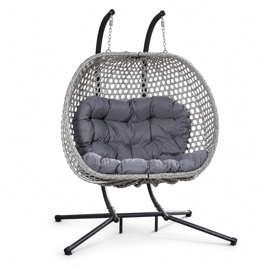 Grand fauteuil suspendu finition gris foncé et argent | Capri Mazurea