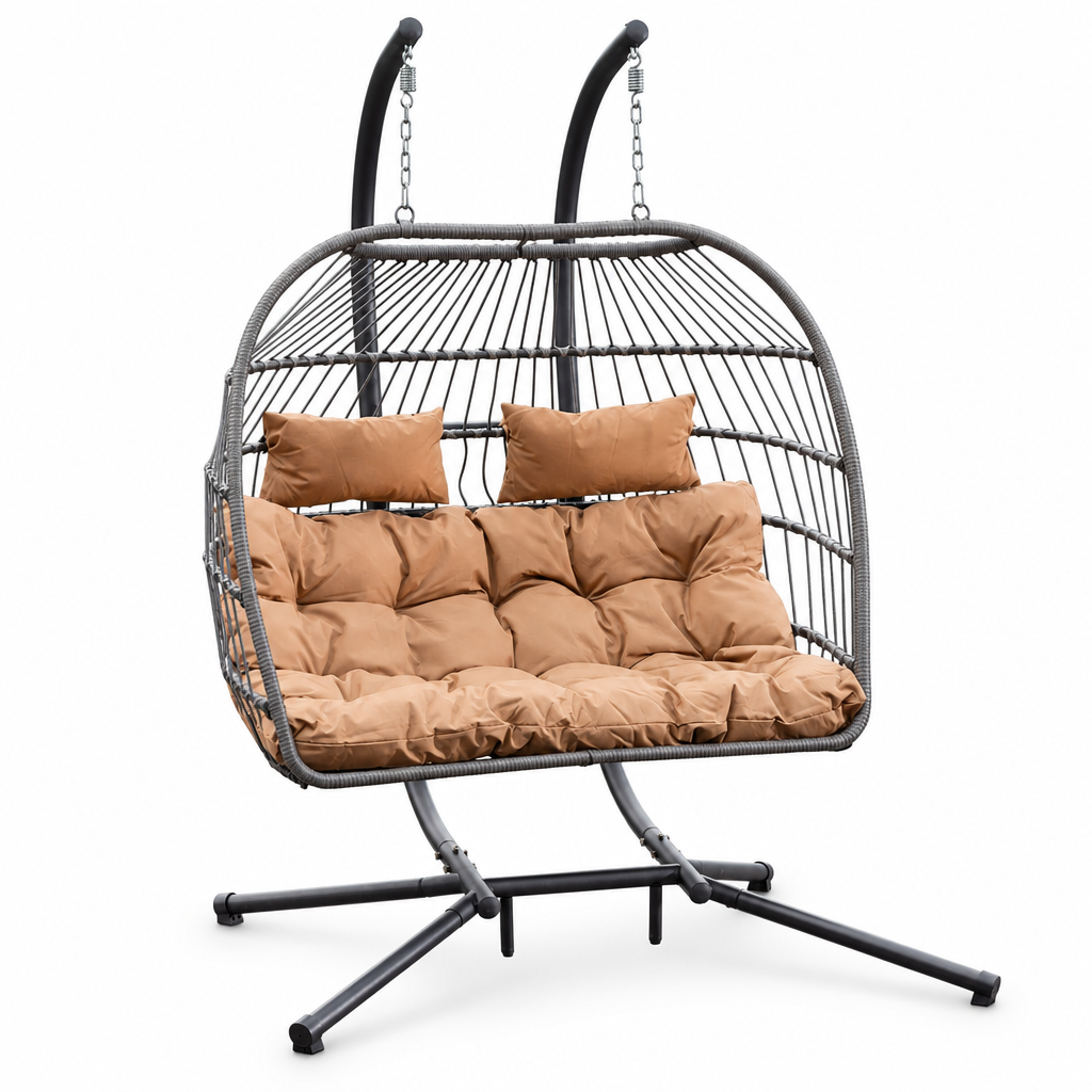 Grand fauteuil suspendu finition marron et gris | Maldives Mazurea