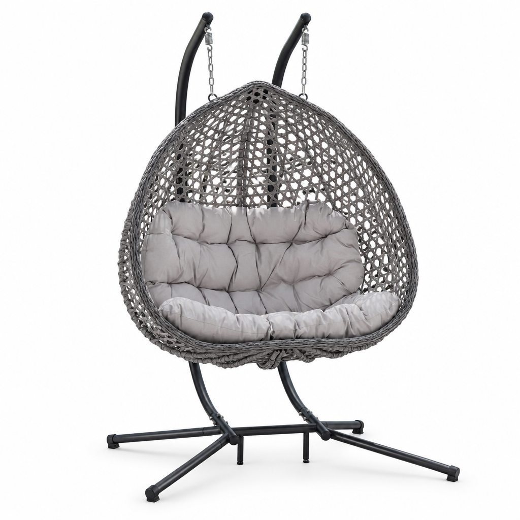 Grand fauteuil suspendu finition argent et gris | Phuket Mazurea