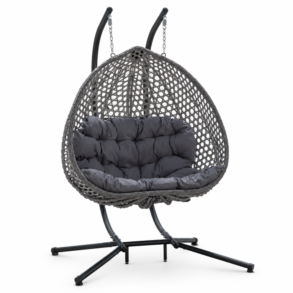 Grand fauteuil suspendu finition gris foncé et gris | Phuket Mazurea