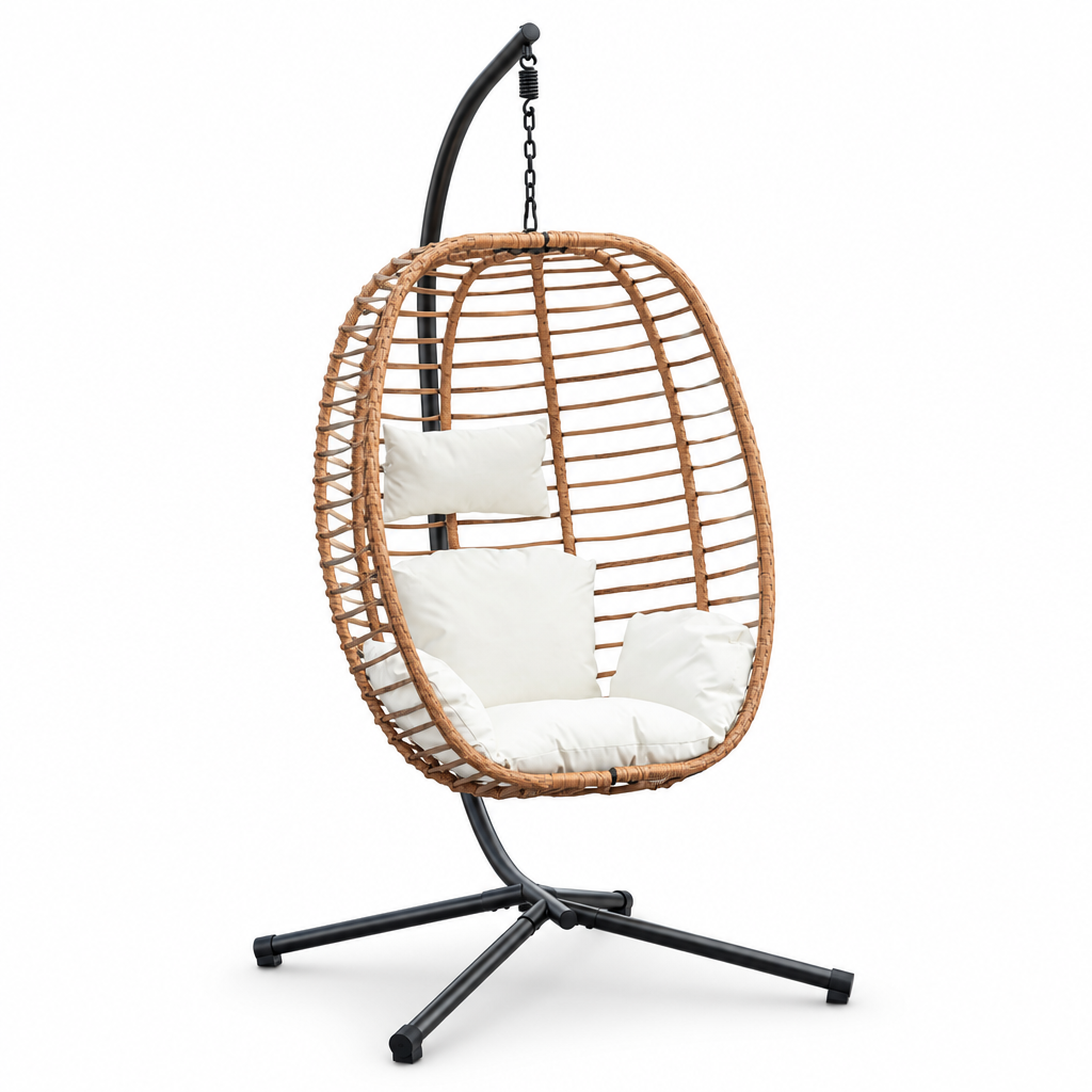 Fauteuil suspendu finition blanc crème et marron | Maldives Mazurea