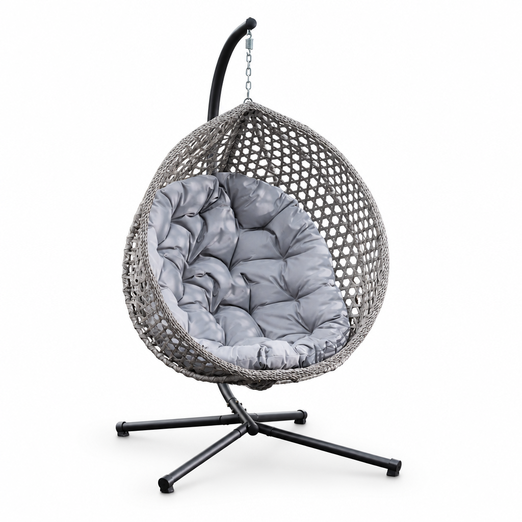 Fauteuil suspendu finition naturelle argent et gris | Phuket Mazurea